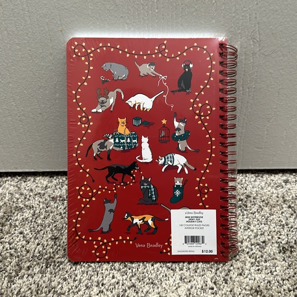 Vera Bradley Holiday Cats Mini Notebook & Pen - Picture 2 of 2